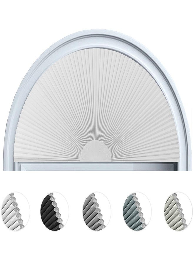 Maritown Arch Window Shade Blackout Cellular Shades Half Circle Moon Window Covering No Drill Honeycomb Cordless Blinds for Indoor Window Room Darkening Easy Install Light Blocking Blinds (1, White, 36x18inch) - Image 1